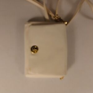 White Crossbody Bag with Gold Accent - Women Bags